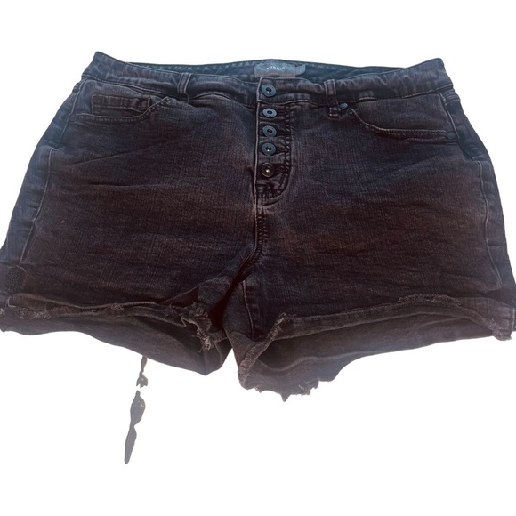 torrid Pants - Torrid Women's Black Wash Button Fly Raw Hem Denim Shorts